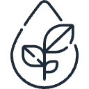 Icono de una gota y planta con trazo en azul noche y fondo trasparente