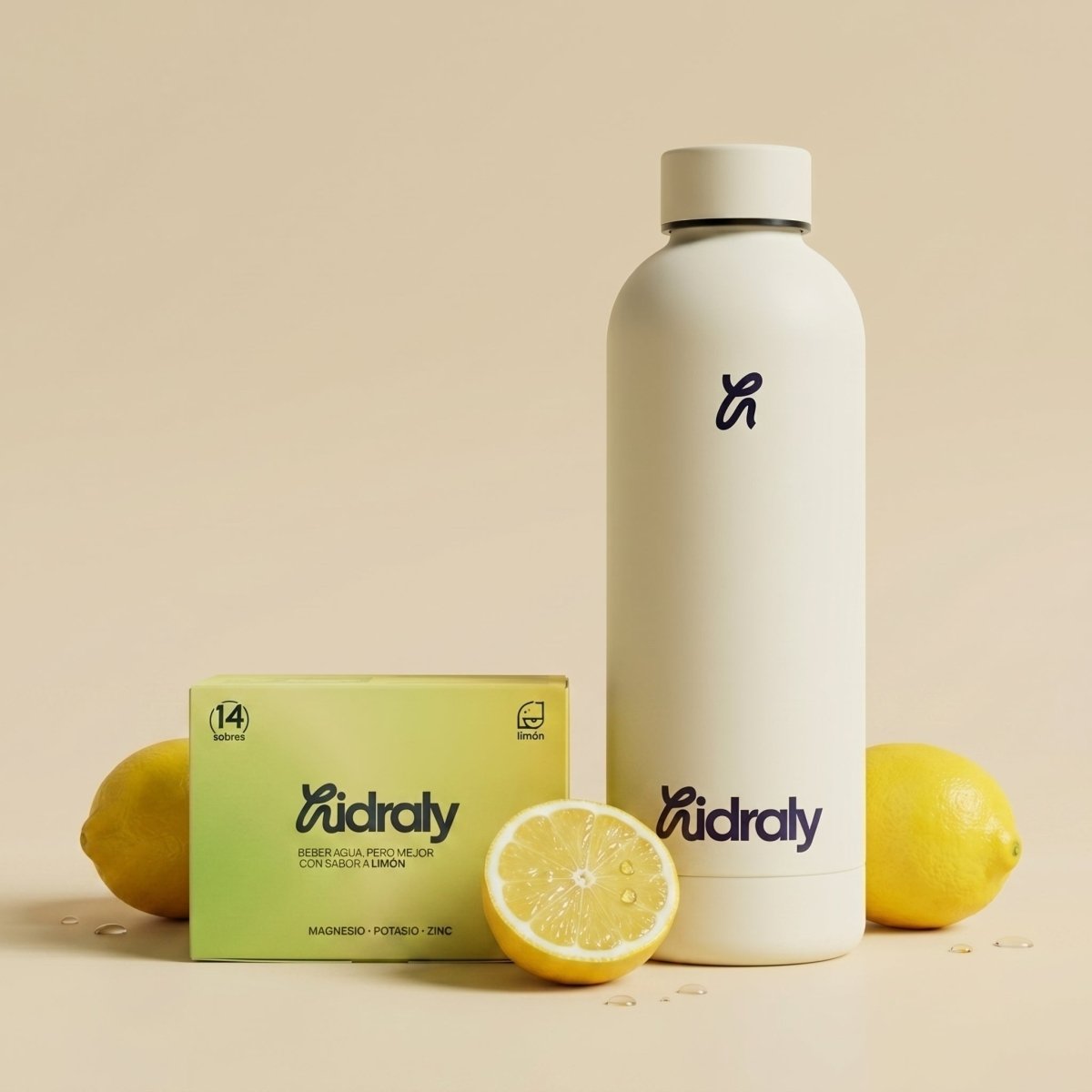 Pack inicio Hidraly · 14 sobres + botella hidratación diaria | Hidraly