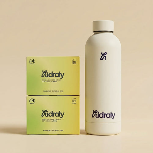 Pack inicio Hidraly · 28 sobres + botella hidratación diaria | Hidraly